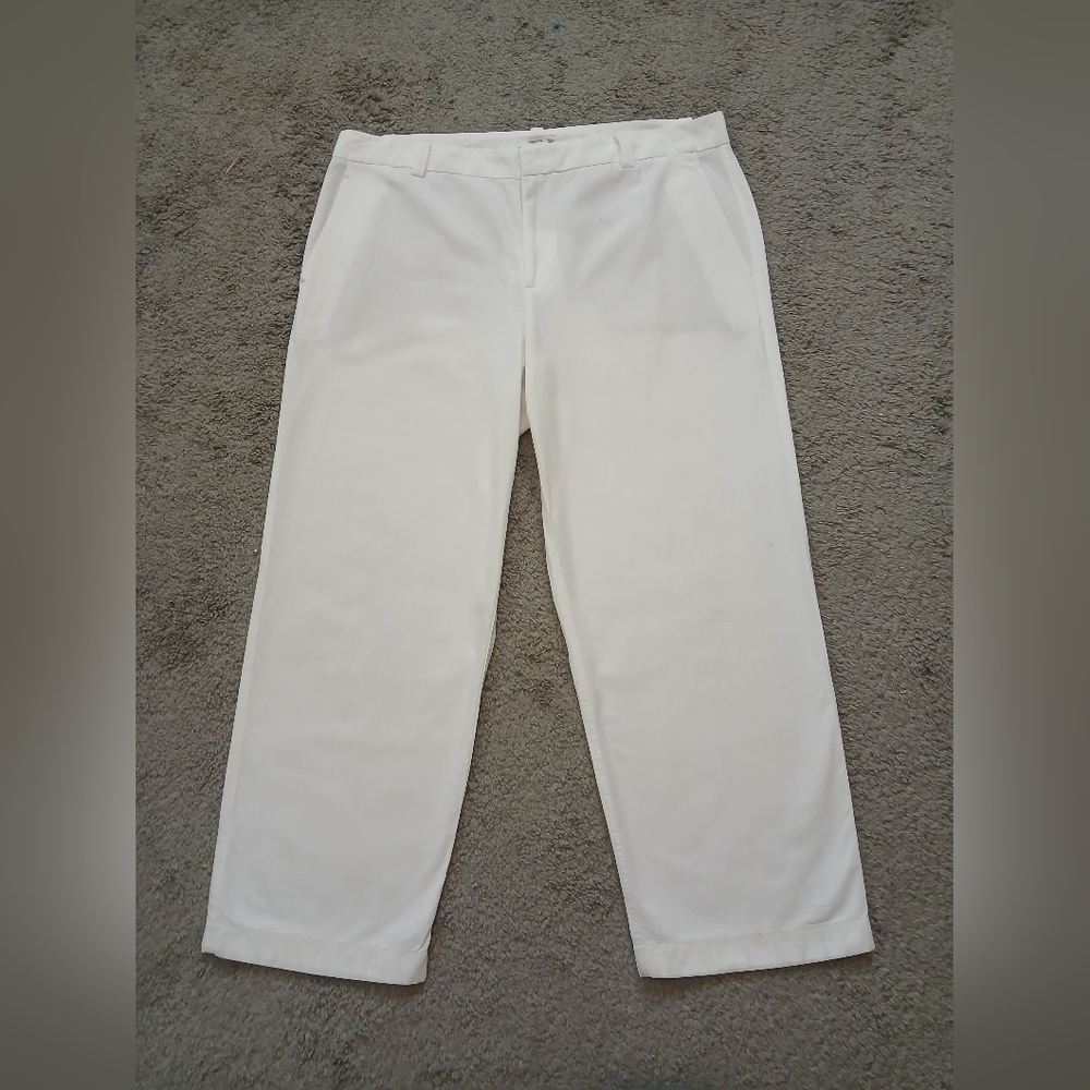 Vince Crisp White 100% Cotton Straight Leg Mid Rise Chino Pants Size 16 - Picture 5 of 10